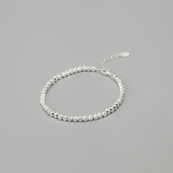 100% Solid 925 Sterling Silver Hiphop Square Ball Bracelet for Women Men Vintage Handmade Hasp Bracelet Birthday Gift S-B451