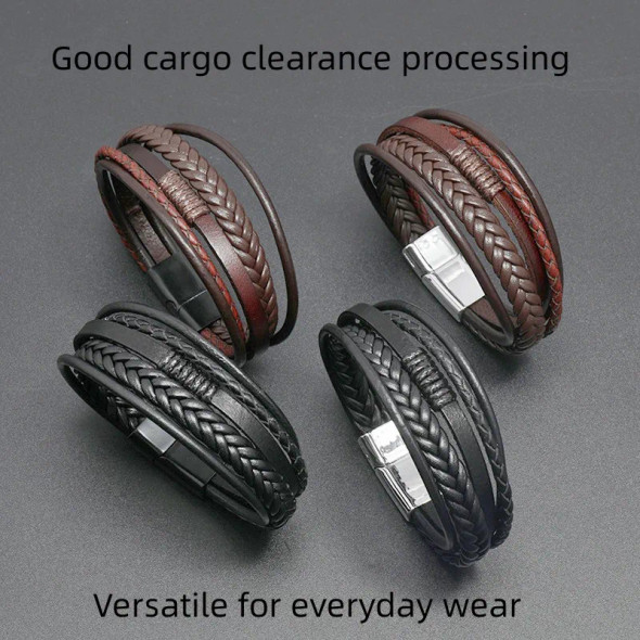 Trendy Leather Bracelets For Men Multilayer Braided Rope Bracelets For Male Bracelets Jewelry Pulsera Hombre