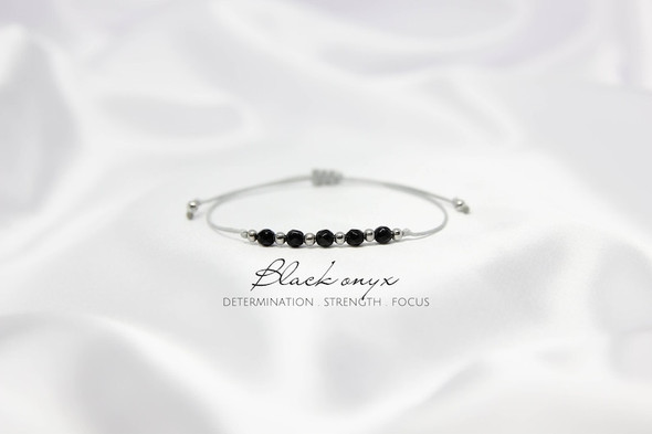 Faceted Black Onyx Crystal Jewelry Yoga Slide Rope Bracelet Hippie Thread Gemstone Jewelry