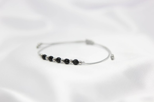 Faceted Black Onyx Crystal Jewelry Yoga Slide Rope Bracelet Hippie Thread Gemstone Jewelry