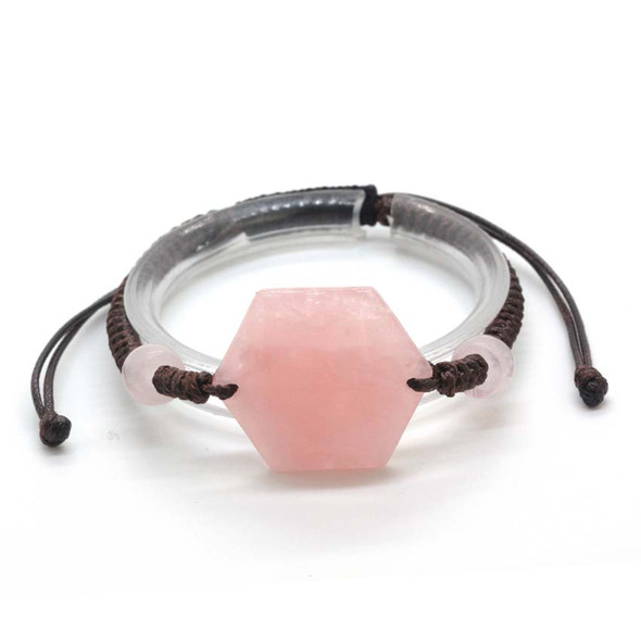 Natural Rose Crystal Purple Quartz Stone Star of David Hexagram Thread Rope Wrapped Braided Macrame Adjustable Bracelets Jewelry