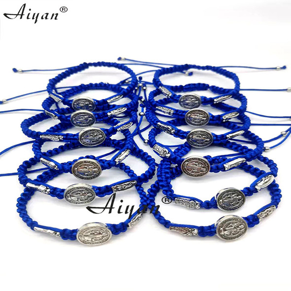 12 Pieces 1.5cm Saint Benedict And St Mary And Saint Jude Woven Bracelets Can Used Prayer And Exorcism Protection Or As Gifts