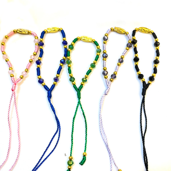 Colored Thread and Crystal Beads Santa Maria Bracelet Pulsera De San Judas Tadeo Prayer Bracelet Available in many colors