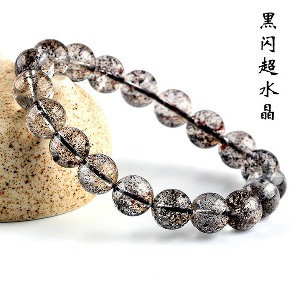 Natural Black Flash Super Seven Crystal Black Strawberry Mica Bracelet Ornament