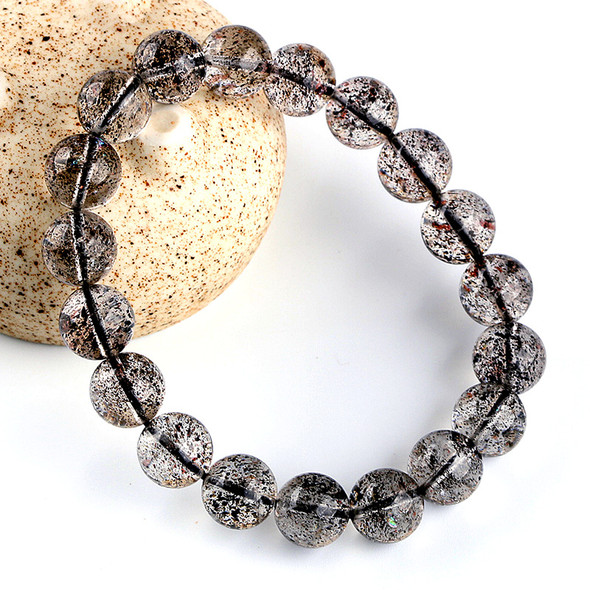 Natural Black Flash Super Seven Crystal Black Strawberry Mica Bracelet Ornament
