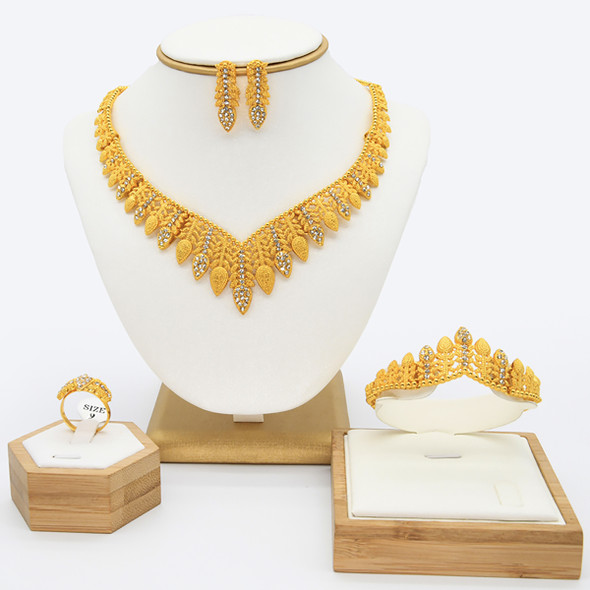 XUHUANG Dubai Crystal 24k Gold Plated Jewelry Sets Ethiopia Bridal Wedding Gifts With Box Necklace Sets Indian Choker Jewellery