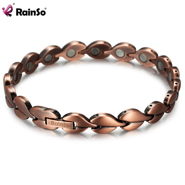 Rainso Vintage Magnetic Copper Bracelet For Women Healthy Bio Energy Heart Bangle Bracelet Daily Wear Jewelry Love‘s Gift