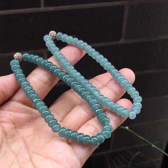 Jade a Goods Old Material Blue Water Ice Transparent Moisturizing Abacus Beads Bracelet for Women