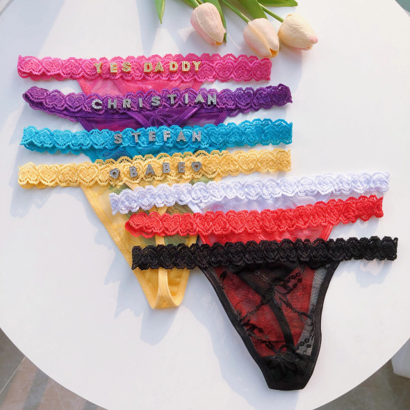 Personalised Name Custom Letter thong Body Jewelry Waist Chain Sexy Panties Women G-String Bikini Underpants Hot Wife Brief