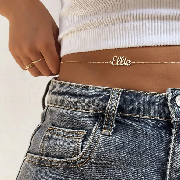 Customized women's stainless steel name waist chain belly chain sexy waist circumference sexy personality body chain jewelry bir