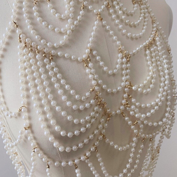 Body Chain Jewelry Pearl Sexy Beaded Collar Shoulder Bikinis Waist Chain Bra Body Chains For Women Waist Hain Wedding Dress