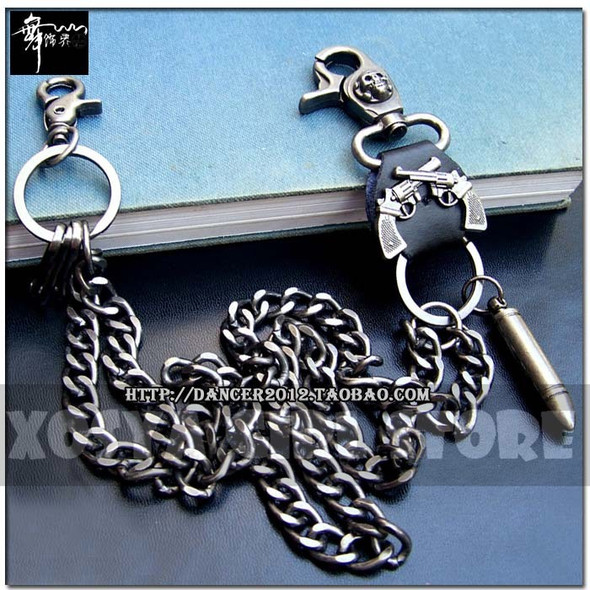 Hip hop punk horns skull metal casual wild pants chain wallet chain key chain men's waist chain DR02