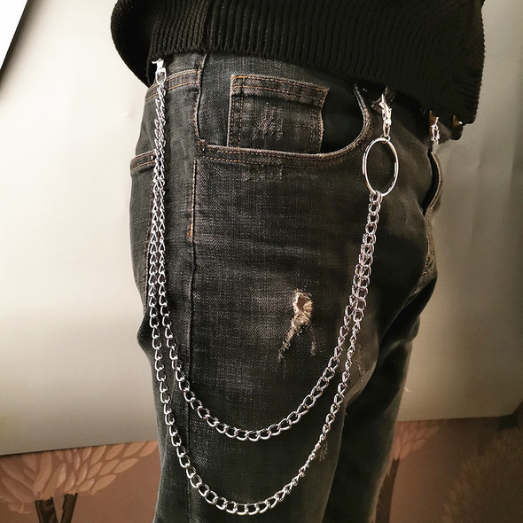 Dovzhna 3 Layers Metal Rock Layered Classics Keychains Men Women Waist Key Chain Wallet Jeans Hip-hop Pants Belt Chains Jewelry