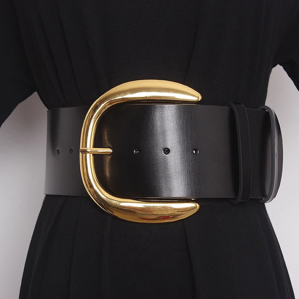 Women's Fashion Genuine Leather Corset Female Cummerbund Coat Waistband Dress Decration Wide Belt J107