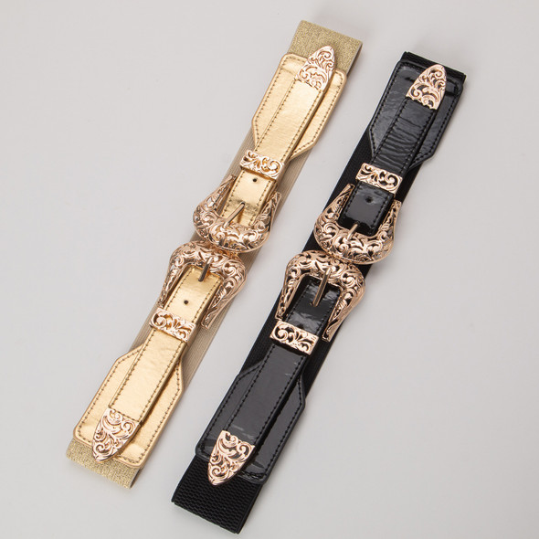 Elastic Corset Belt Female Vintage Hollow Buckle Punk Gothic Belts for Women Stretch Cummerbunds Designer Dress Waistband