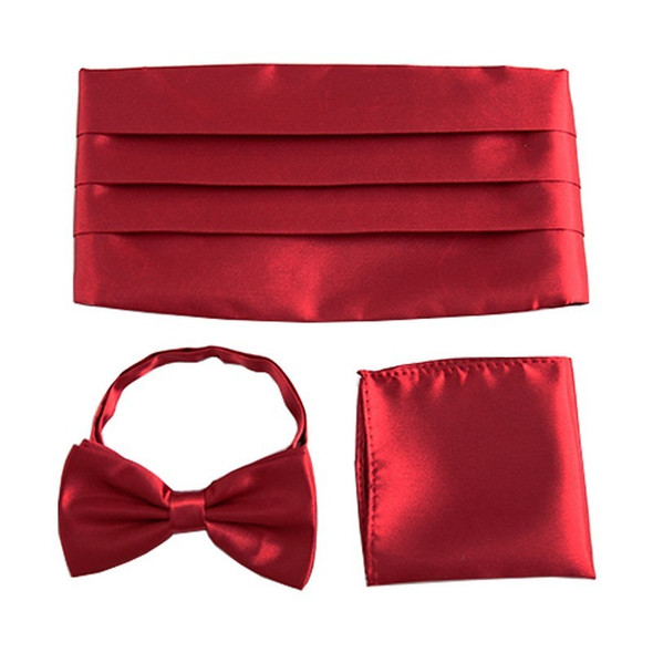 Men‘s Formal Party Wedding Cummerbund Sets Bow Tie Pocket Square Tuxedo Cummerbunds Belt