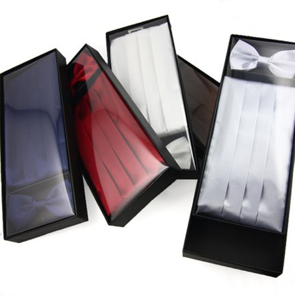 Premium Men's Satin Cummerbund Bowtie Set Formal Wedding Party NO Gift Packing - Factory Outlet