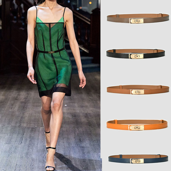 Luxury Brand Leather Women Waist Belt DesignerWomen Dress Party Cowhide Knot Belt Gold Alloy Buckle Waistband Jeans Female Gift