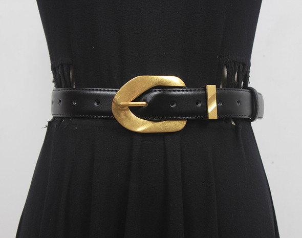 Women's Runway Fashion Genuine Leather Cummerbunds Female Dress Corsets Waistband Belts Decoration Narrow Belt R2113