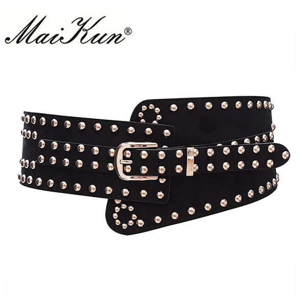 Maikun Belts for Women Punk Style Female Belt Cummerbund Wide Irregular Pin Buckle Women Belt