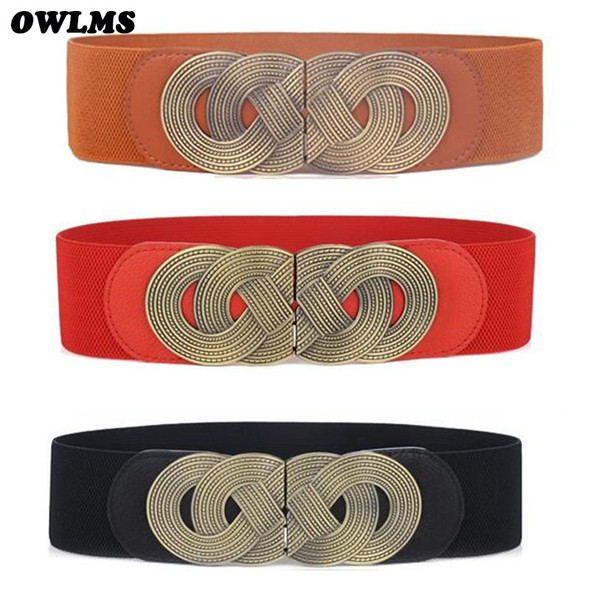 Lady Belts Luxury Wide Elastic Cummerbunds For Women Dress decorate Belts Vintage buckle women's trendy design coat waist belt