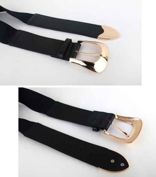 Stretch Big Alloy Buckle Belt Women Wide Elastic Black Waistbands For Dress Fashion Cummerbunds Waist Strape Skirt Girls Gifts