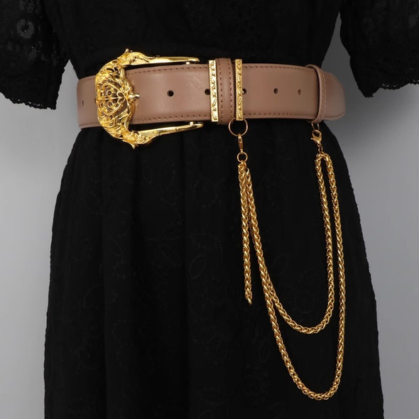 Women's Fashion Gold Buckle Genuine Leather Corset Female Cummerbund Coat Waistband Dress Decration Wide Belt J033