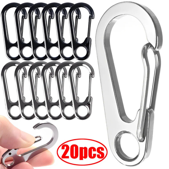 5/10/20pcs Lobster Clasp Buckle Keychian Mini Carabiners Outdoor Camping Hiking Buckles Alloy Spring Snap Hooks Keychains Clips