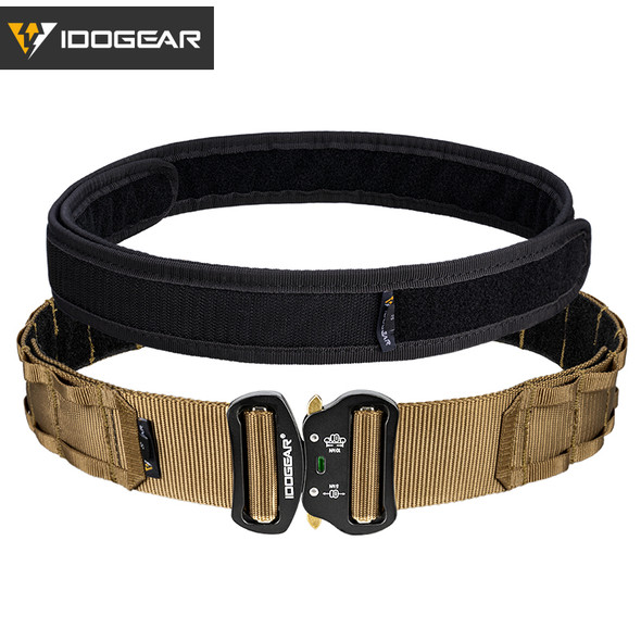 IDOGEAR Tactical 2 Inch Combat Belt Quick Release Buckle MOLLE Hunting Outdoor Sports Mens Belt Durable Two-in-One 3414