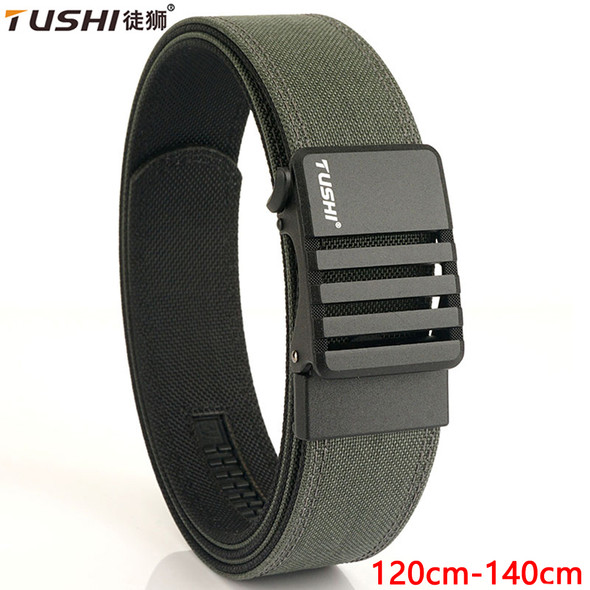 TUSHI 1100D Nylon Hard 140cm Tactical Belt for Men Metal Automatic Buckle IPSC Gun Belt Military Belt Outdoor Sports Girdle Male