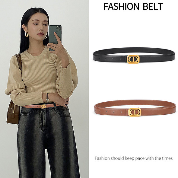 New Cowhide Women's Belt Letter CD Belt Casual Versatile Fashion Luxury Brand Women's Famous Brand Belt Women