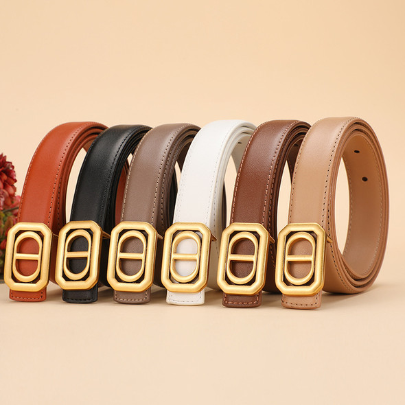 New Cowhide Women's Belt Letter CD Belt Casual Versatile Fashion Luxury Brand Women's Famous Brand Belt Women