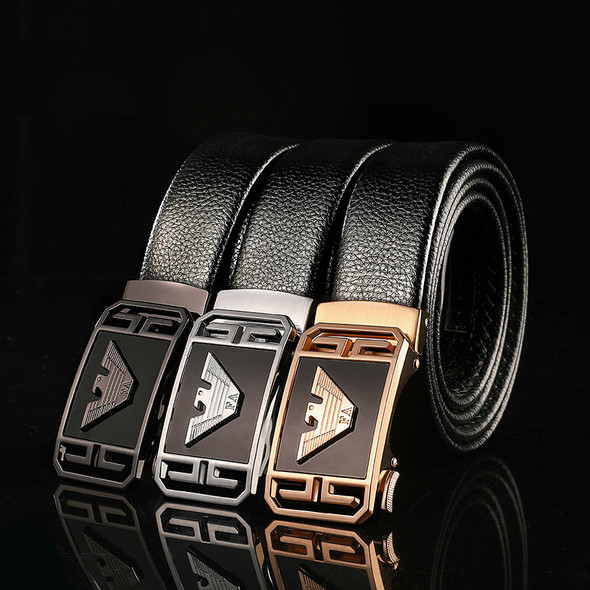Men's leather belts in summer automatically buckle new belts for young people Business luxury belts are simple and fashionable
