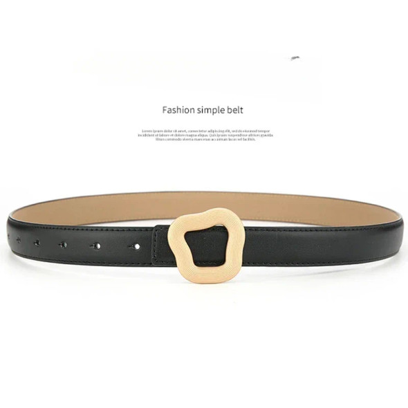 2024 New Korean Fashion Version Minimalist Belt Women's Leather Belt with Cowhide Matching Sweater Windbreaker Decorative Belt