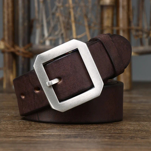 3.8CM Thick Cowhide Genuine Leather Casual Jeans Belt Men High Quality Stainless Steel Buckle Luxury Male Strap Cowboy Cintos