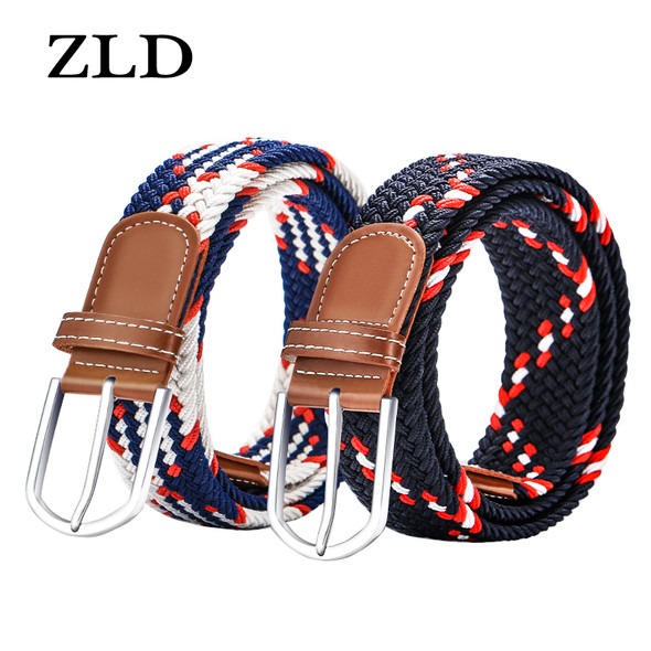 ZLD 60 Colors Female Casual Knitted Pin Buckle Men Belt Woven Canvas Elastic Expandable Braided Stretch Belts For Women Jeans