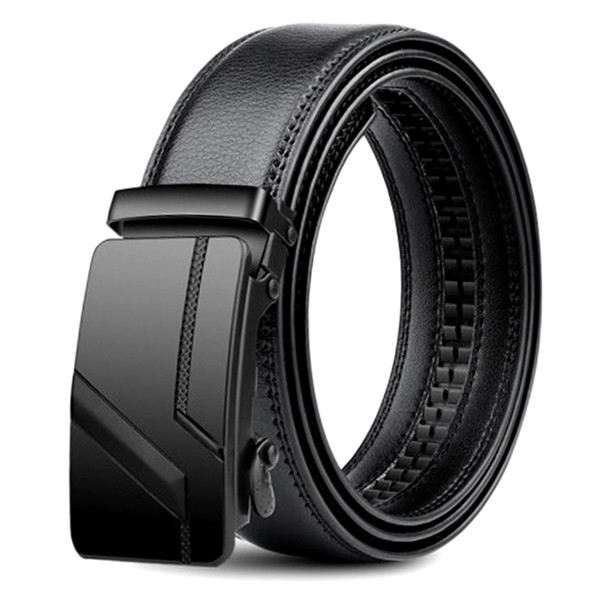 105 150 140 130 160 170cm Large Plus Size Men's Belt PU Brand Fashion Automatic Simple Buckle Black PU Leather Belt 3.5cm Width