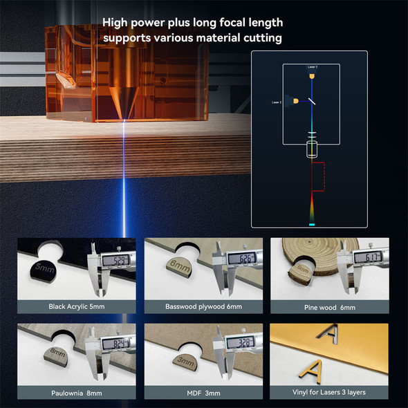 AtomStack A10 Pro V2 60W Desktop Laser Engraver 12W Output High Precision Engraving Metal Cutting Wood Leather PCB Board Acrylic