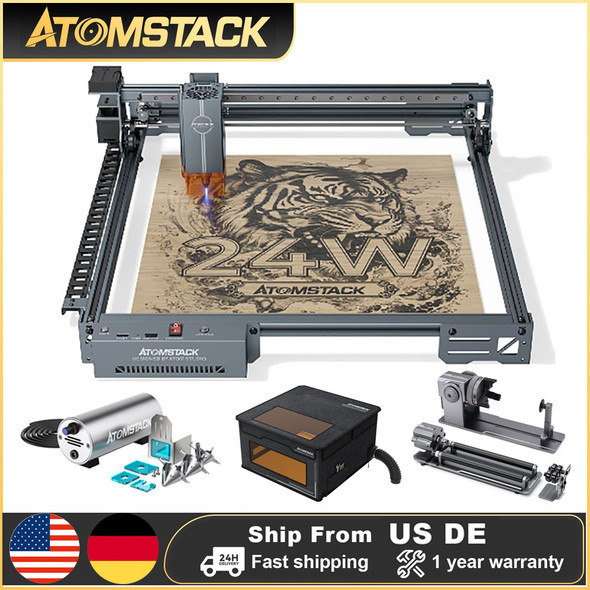 AtomStack A20 Pro V2 120W Laser Engraver Cutter 24W Output Carving Metal PCB Board Cutting Wood Acrylic DIY Engraving Machine