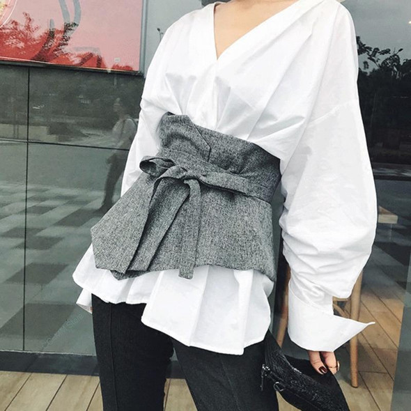 2022 New Fashion Corset Belt For Women Solid Drawstring Grey Korea Cummerbunds Irregular Casual Wid Belt Female