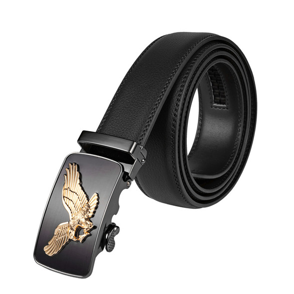 Waist Art Leather Belt for Men Alloy Automatic Buckle Black High Quality Men's Belts Gift 3.5cm Width 140cm