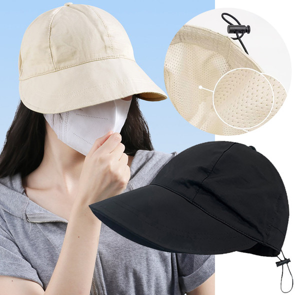 Fisherman Cap Sun Hat Portable Foldable Wide Brim Sun Protection Hats Summer Quick-drying Visors Adjustable Drawstring Caps