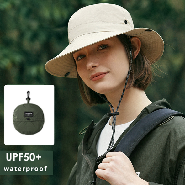 Waterproof Bucket Hat for Women 6cm Brim Sun Hat Foldable Hangable Outdoor Hiking Camping Panama Caps Quick Drying Basin Cap