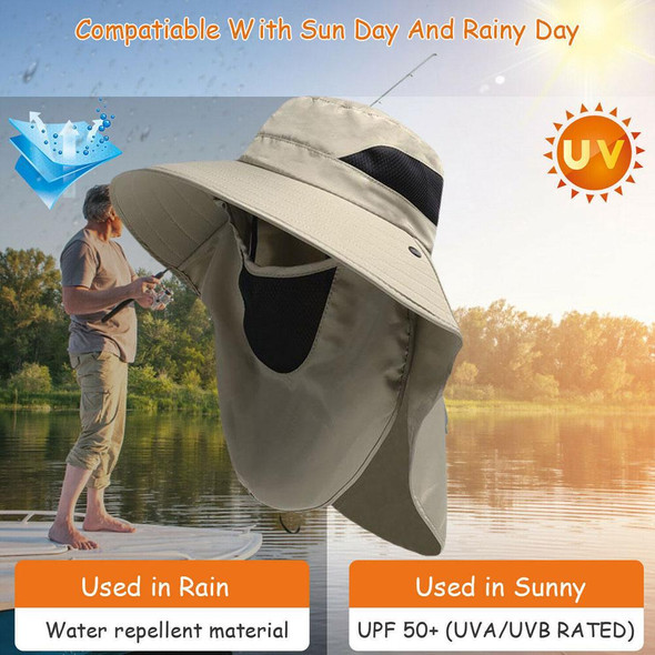 Summer Quick-drying Boonie Hats with Neck Mask Cover Men Breathable Mesh Sun Visor Fisherman Hats Outdoor Wide Brim Bucket Caps