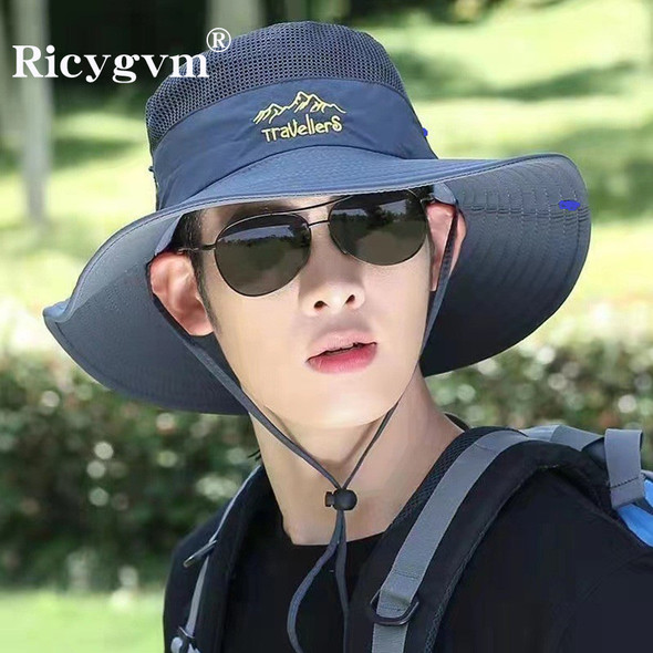 RICYGVM Men Camouflage Fisherman Hat For Hunting Hiking Outdoor Sun Visor Male Military Tactical US Army Hat Big Brim Bucket Cap