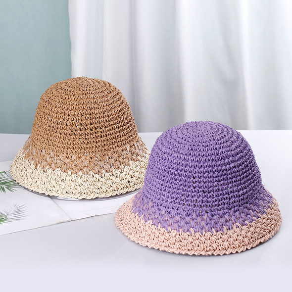 2022 Women's hat bone straw hat Bucket hat patchwork sun visor crochet hat hat ladies luffy straw hat cap for women wholesale