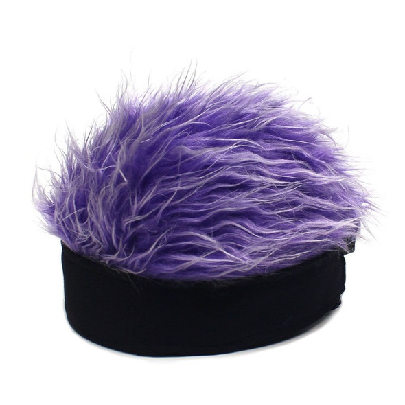 Retro Fake Hair Skullcap Punk Brimless Hip Hop Beanie Wig Hat Colored Fluffy Fun Short Hair Caps Men