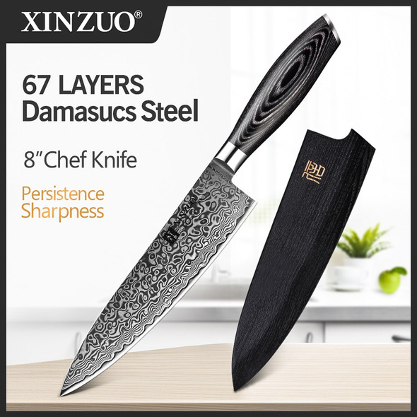 Xinzuo 8'' Chef Knife Gyuto Knife Japanese Style Vg10 Damascus Kitchen