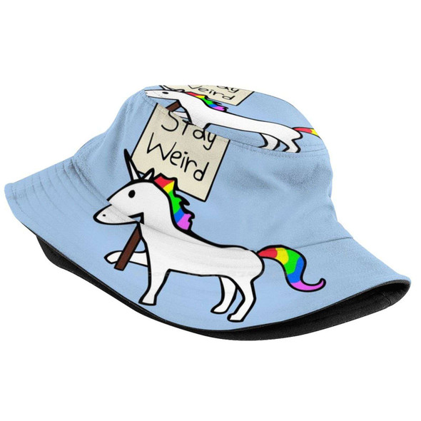 Stay Weird , Unicorn Outdoor Sun Fishing Panama Hats Unicorns Strange Sign Placard Stay Weird Weirder Fun Silly Manebow