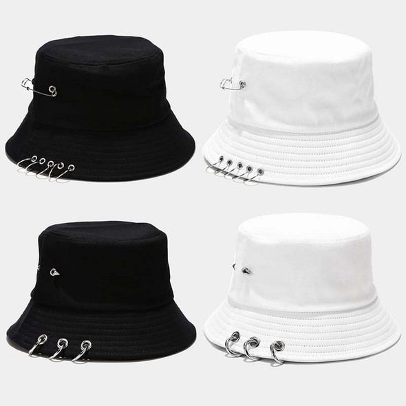 K Pop Harajuku Hip Hop Bucket Hat Punk Spiked Rivets Metal Rings Fisherman Cap Outdoor Streetwear Summer Panama Has